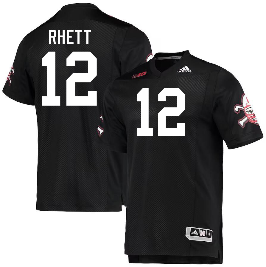 Nebraska Cornhuskers #12 Justyn Rhett College Football Jersey Stitched-Black Nebraska Cornhuskers #12 Justyn Rhett College Football Jersey Stitched-Black